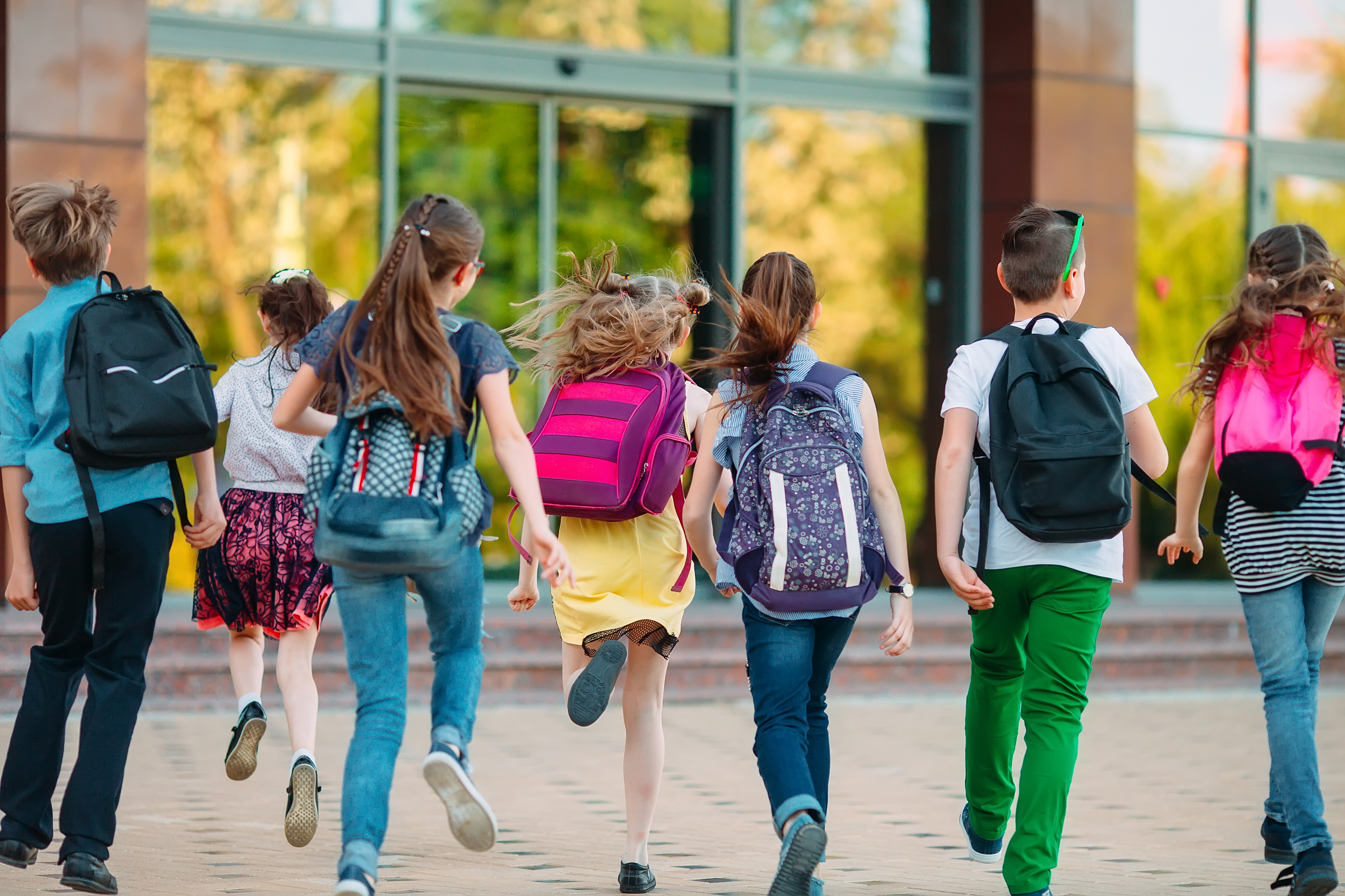Students arriving for the school day