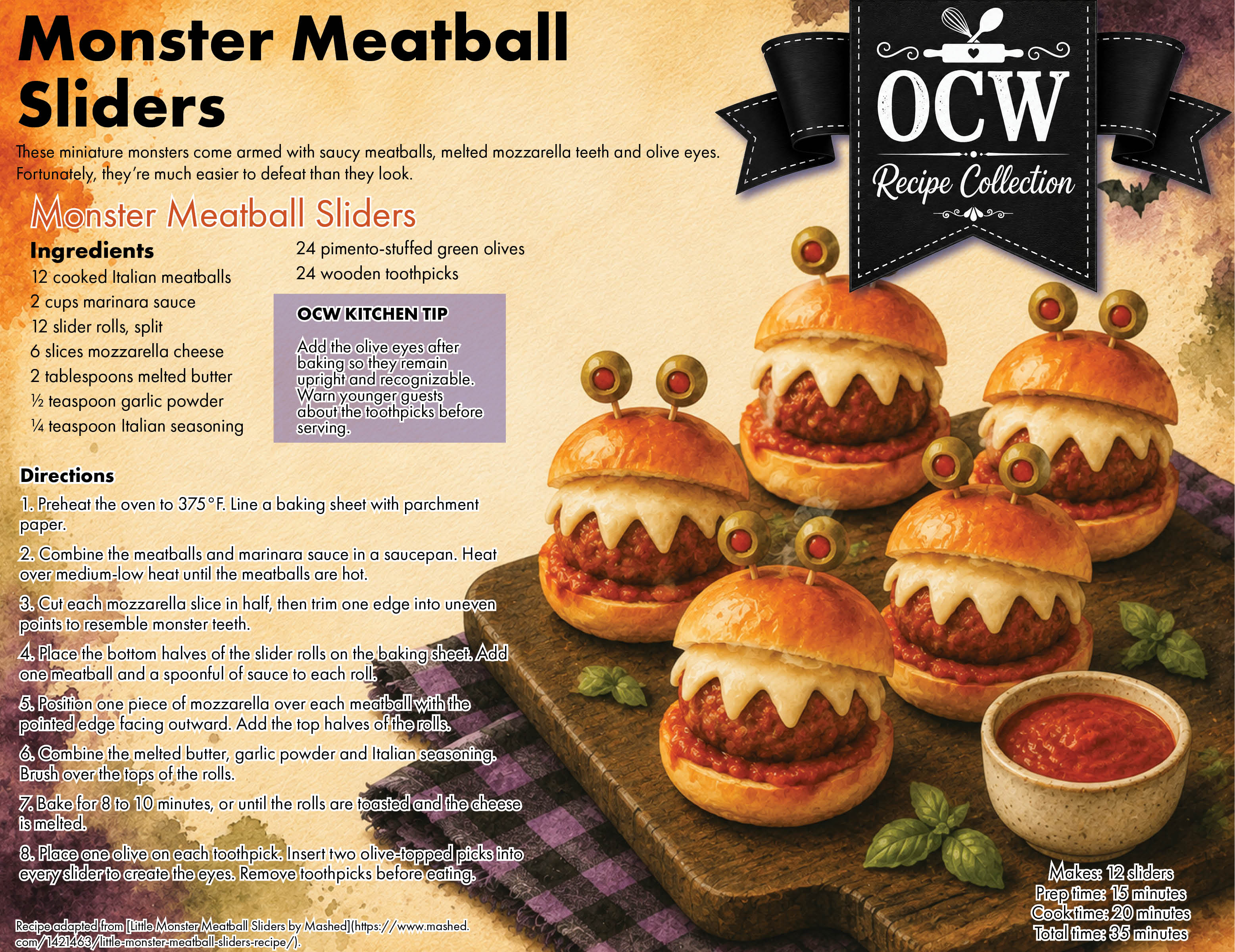 Monster Meatball Sliders recipe from the OCW Recipe Collection