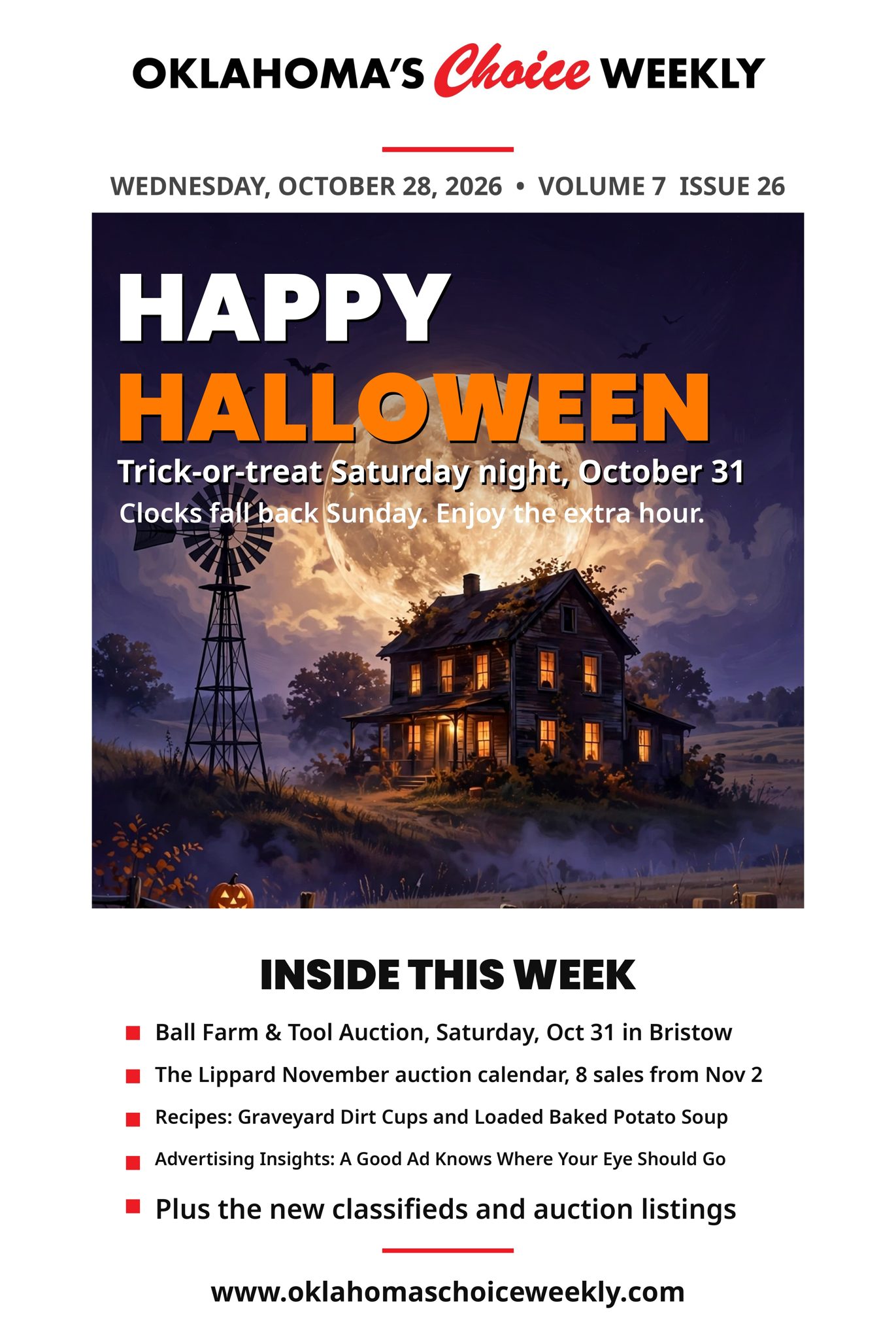 Oklahoma's Choice Weekly Halloween cover, Wednesday, October 28, 2026