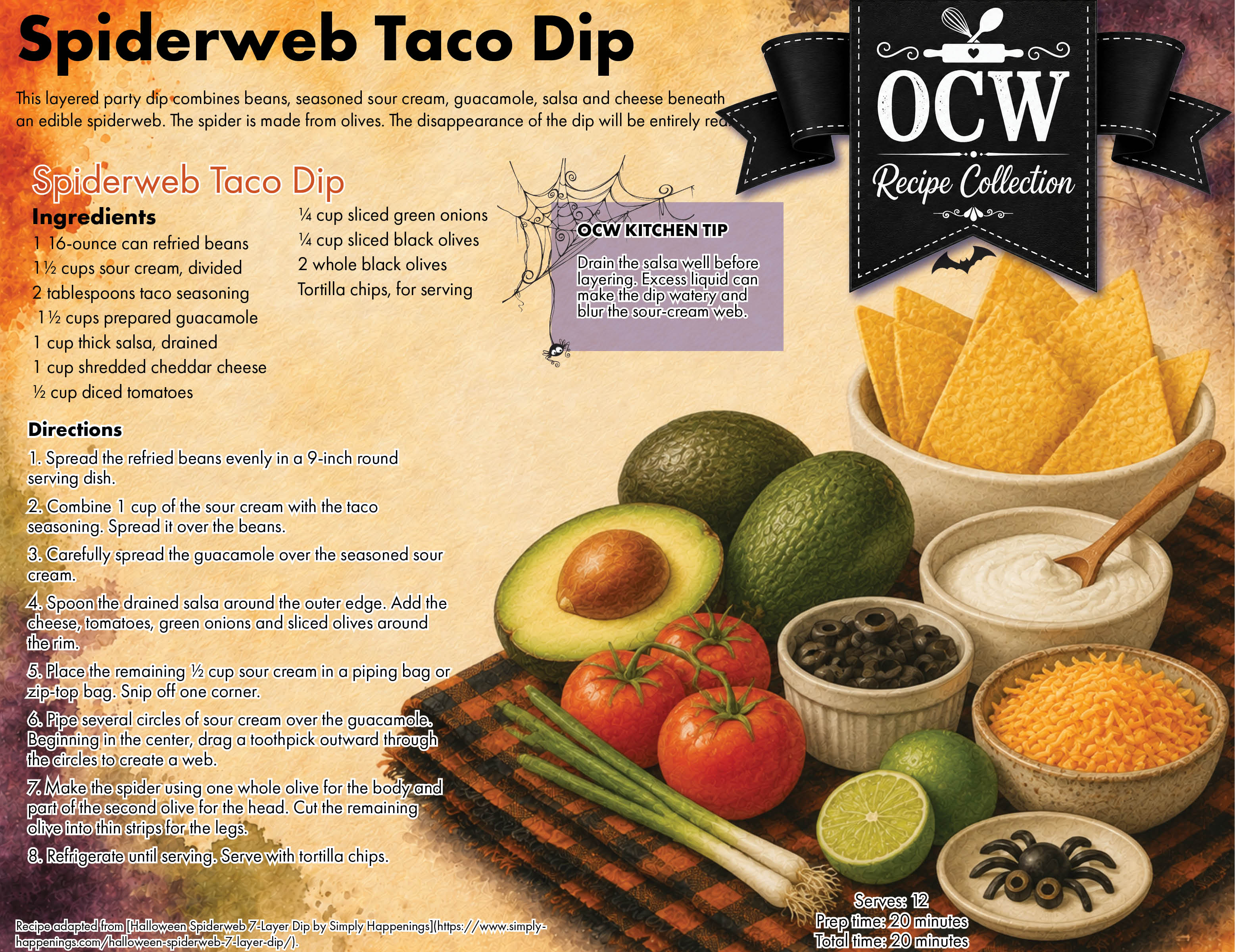 Spiderweb Taco Dip recipe from the OCW Recipe Collection